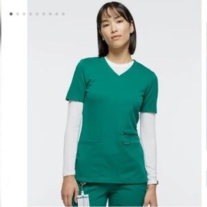 Jaanuu Women's 4-pocket V Neck Scrub Top Hunter Green Size Small